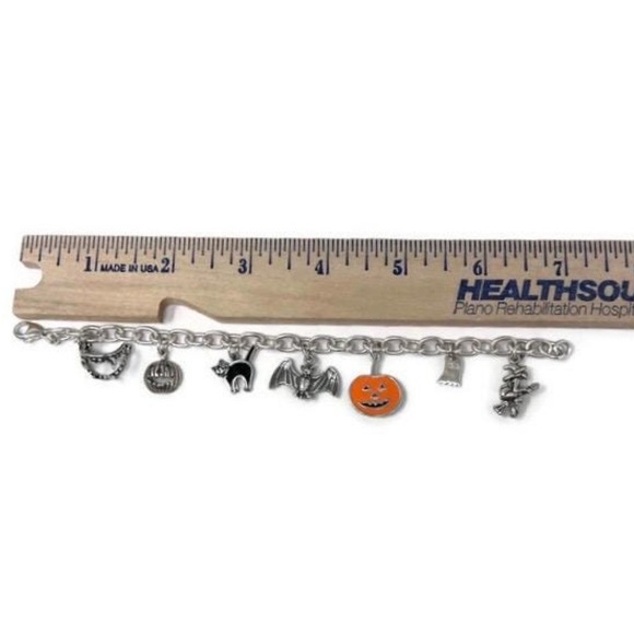 🦇🎃VINTAGE🎃🦇Sterling Silver Halloween Charm Bracelet